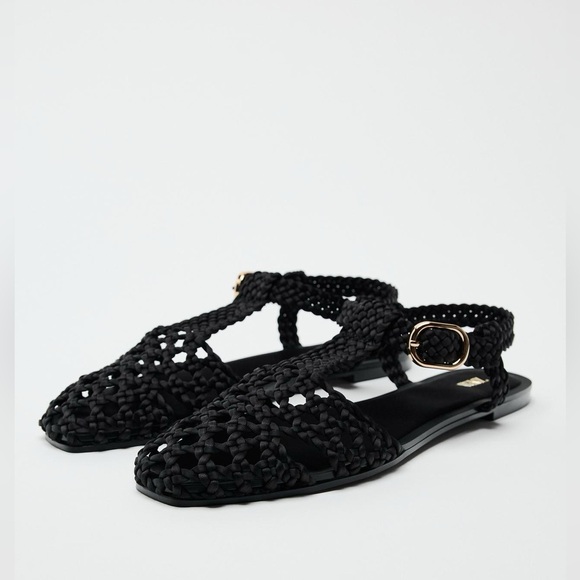 NWT Zara Satin Sandals With Braided Straps & Buckles - Picture 4 of 9